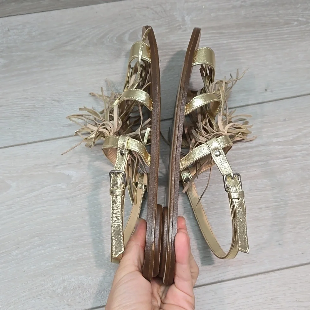 J.Crew Women Leather Tassel Sandals shoes sz 10